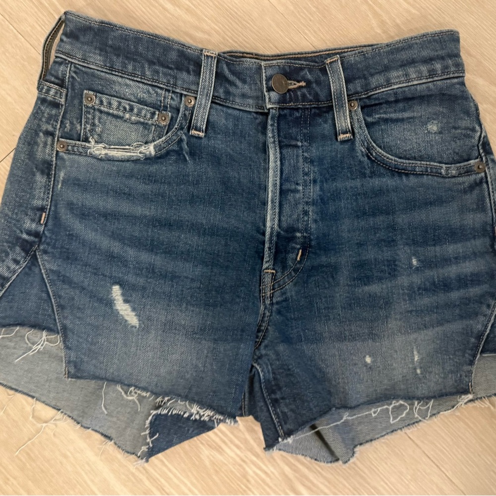 Edwin Women's Distressed Blue Denim Cutoff Shorts